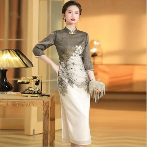 女裝連身裙立領改良唐裝